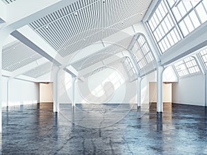 White clean industrial interior. 3d rendering