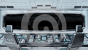 White clean spaceship interior background 3D rendering