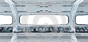 White clean spaceship interior background 3D rendering