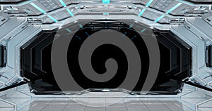 White clean spaceship interior background 3D rendering