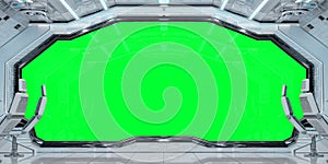 White clean spaceship interior background 3D rendering