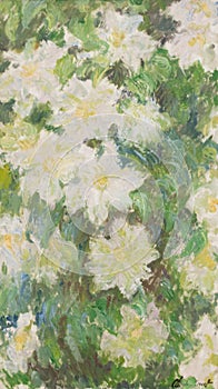 White Clematis paint by French impressionist painter Claude Monet photo