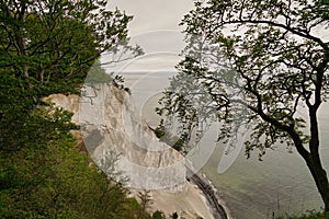 White cliff of Mons klint, Moen Island, Denmark, horizon, baltic sea photo