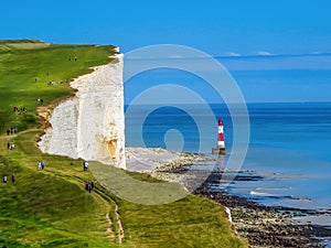 White cliffs and Beachy Head lighthouse