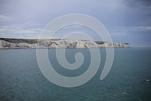 The white cliffs of Dover in England in the summer.