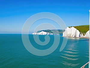 White cliffs of Dover on the English Channel crossing, England