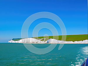White cliffs of Dover on the English Channel crossing, England