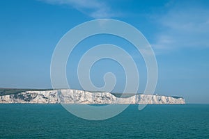 The white cliffs of Dover, photographed on a clear spring day: chalk cliffs on the Kent coast near the Port of Dover, UK