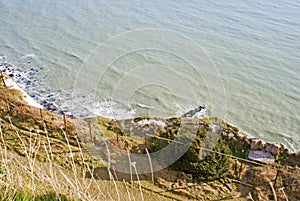 White cliffs of Dover by the sea.