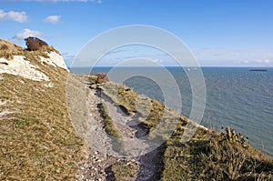 White cliffs of Dover by the sea.