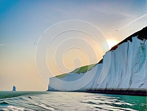 White cliffs of Dover seen from the ferry, England