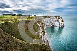 White cliffs of Etretat and the Alabaster Coast, Normandy, Franc