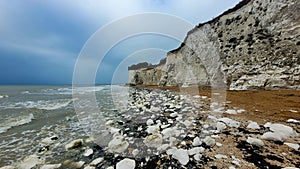 White cliffs, rock, The North Sea, Ramsgate, UK