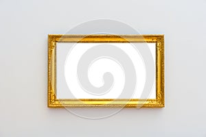 White clipped painting with a golden wooden carved frame