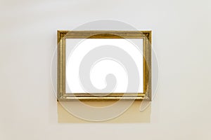 White clipped painting with a wooden carved frame