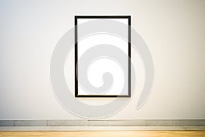 White clipped painting with wooden dark frame