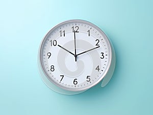 White clock on blue background