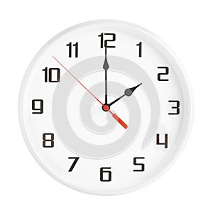 White clock isolated on white background. 2 p.m. or 2 a.m.