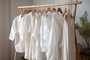White clothes hangers clean. Generate Ai