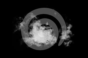 White cloud, black background, abstract air and smoke