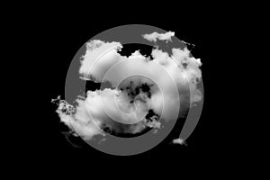 White cloud, black background, abstract air and smoke