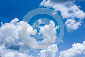 White cloud on blue sky abstract background with sunligt.