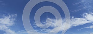 White cloud in blue sky with free copy space. Abstract background. Climate, travel, environment