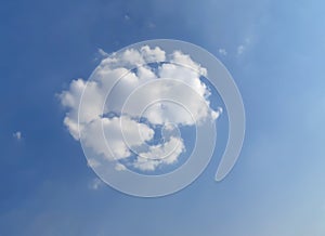 White cloud of circle shape on blue sky. Background image