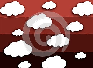 White cloud on colorful red background