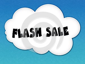 White cloud with FLASH SALE message on blue sky background.