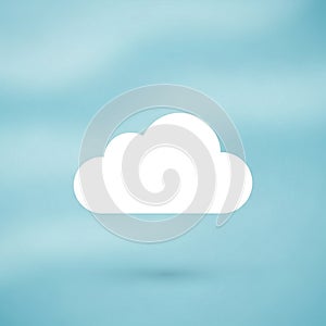White cloud icon centered on a light blue gradient background