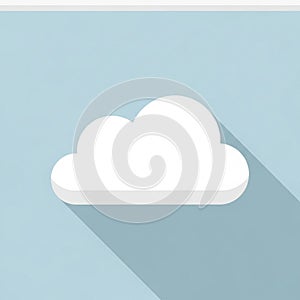 White cloud icon on a light blue background with a long shadow