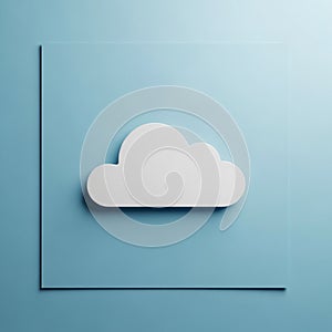 A white cloud icon positioned in the center of a light blue square