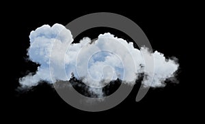 White cloud isolated on black background. 3D render.