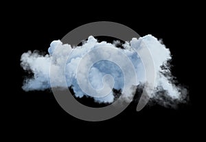 White cloud isolated on black background. 3D render.