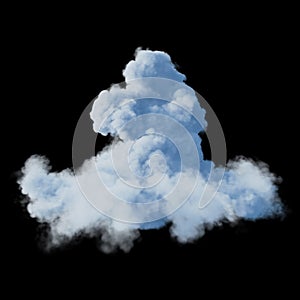 White cloud isolated on black background. 3D render.