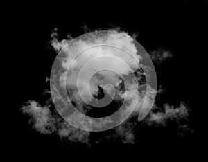 White cloud isolated on black background for design elements,Textured Smoke
