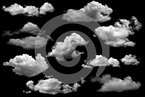 White cloud isolated black background sky
