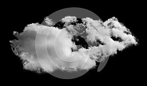 White cloud isolated black background sky