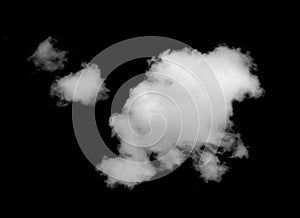 White cloud isolated black background sky