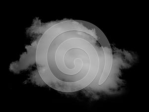 White cloud isolated black background sky