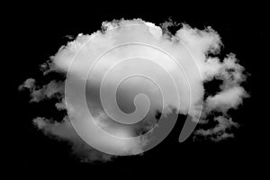 White cloud isolated black background sky