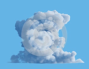 White cloud isolated on blue background. 3D render.