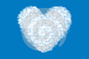 White cloud in shape of heart. for love concept. on the blue color background.