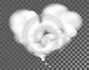 White cloud shape of heart on transparent background