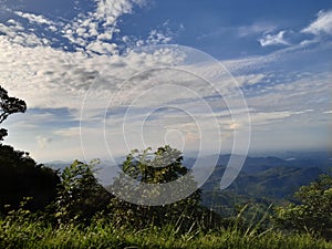 White cloud sky with mountains
