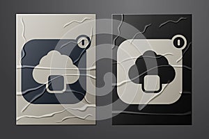 White Cloud technology data transfer and storage icon isolated on crumpled paper background. Paper art style. Vector