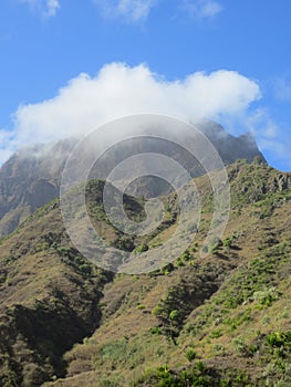 Cloud at the top of the mountain