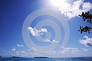 White clouds and blue sky