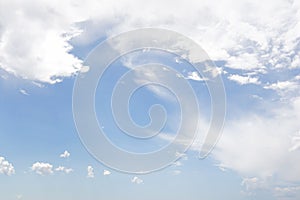 White clouds in blue sky , beautiful summer day